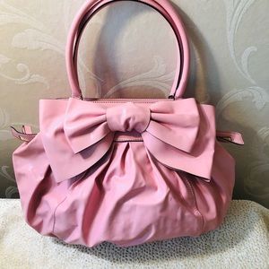 VALENTINO DOUBLE HANDLE LACCA BOW BAG BABY PINK PATENT LEATHER. NEW W TAGS.